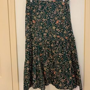 Green floral midi skirt